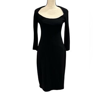 Tahari black scoop neck knee length dress size 4